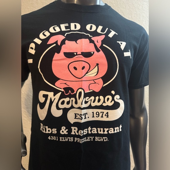 I Pigged Out At Marlowes Ribs & Restaurant No Butts About it Cotton Large unisex - Picture 2 of 14